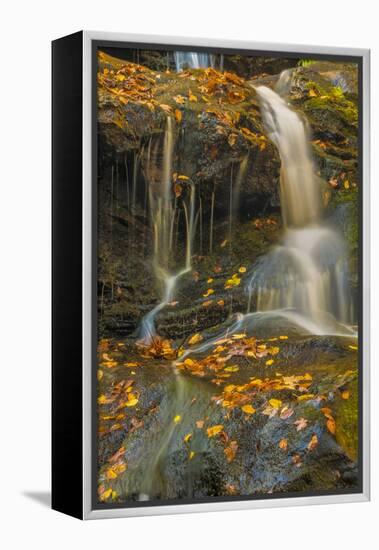 Pennsylvania, Delaware Water Gap NRA. Waterfall over Rocks-Jay O'brien-Framed Premier Image Canvas