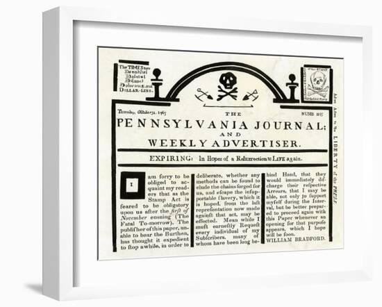Pennsylvania Journal and Weekly Advertiser Protesting the Stamp Act, c.1765-null-Framed Giclee Print