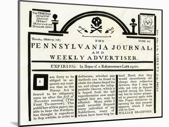 Pennsylvania Journal and Weekly Advertiser Protesting the Stamp Act, c.1765-null-Mounted Giclee Print