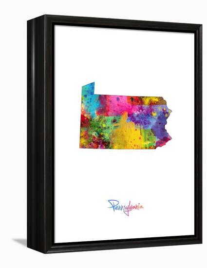 Pennsylvania Map-Michael Tompsett-Framed Stretched Canvas