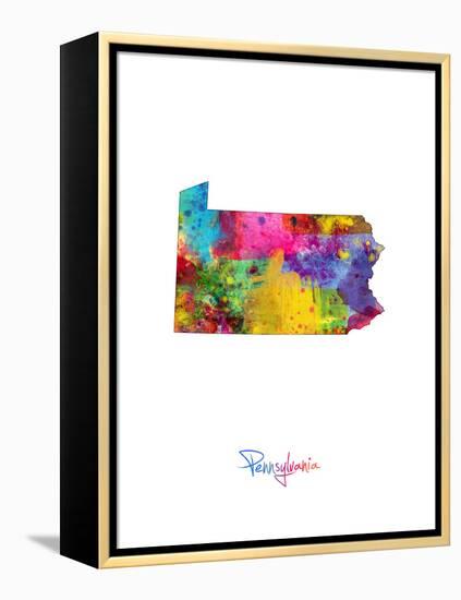 Pennsylvania Map-Michael Tompsett-Framed Stretched Canvas