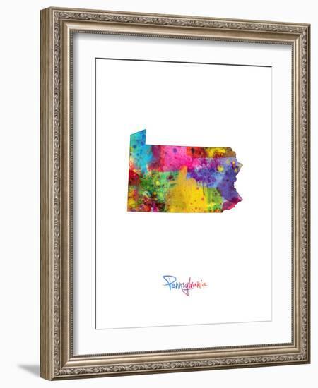 Pennsylvania Map-Michael Tompsett-Framed Art Print