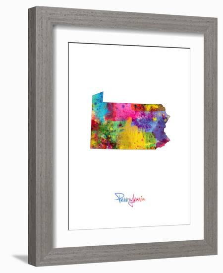 Pennsylvania Map-Michael Tompsett-Framed Art Print