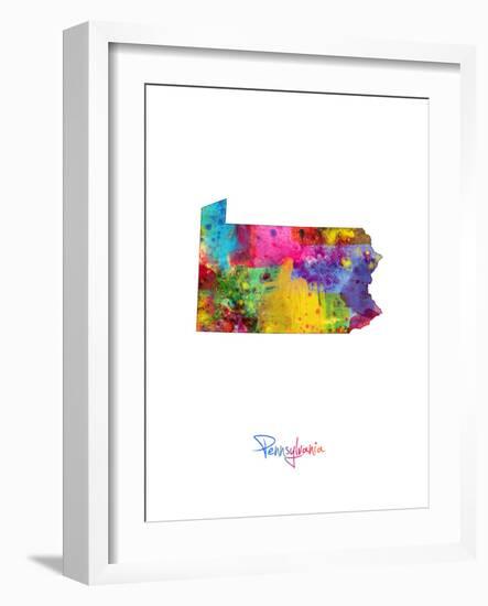 Pennsylvania Map-Michael Tompsett-Framed Art Print