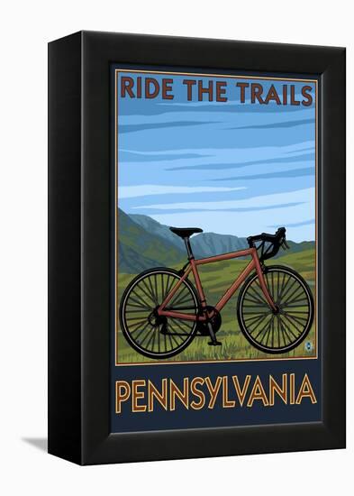 Pennsylvania - Mountain Bike Scene-Lantern Press-Framed Stretched Canvas