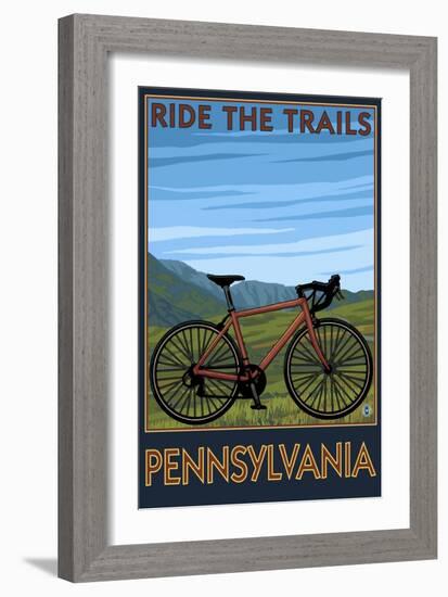 Pennsylvania - Mountain Bike Scene-Lantern Press-Framed Premium Giclee Print