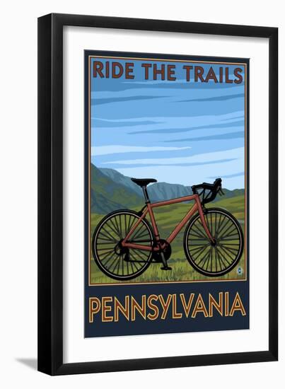 Pennsylvania - Mountain Bike Scene-Lantern Press-Framed Premium Giclee Print