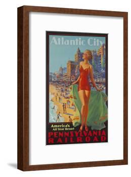 Pennsylvania Railroad Travel Poster, Atlantic City Bathing Beauty-null-Framed Giclee Print