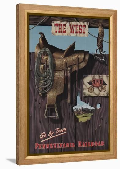 Pennsylvania Railroad Travel Poster, the West Go-null-Framed Premier Image Canvas