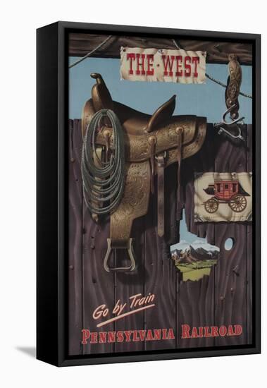 Pennsylvania Railroad Travel Poster, the West Go-null-Framed Premier Image Canvas