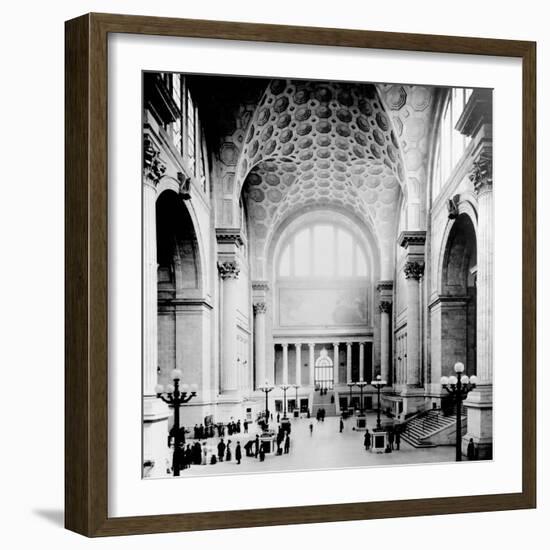 Pennsylvania Station, New York City, Main Waiting Room- Looking North, C.1910 (B/W Photo)-American Photographer-Framed Giclee Print