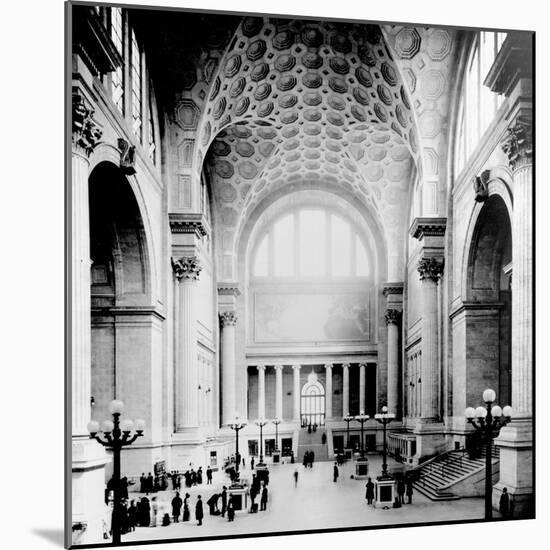 Pennsylvania Station, New York City, Main Waiting Room- Looking North, C.1910 (B/W Photo)-American Photographer-Mounted Giclee Print