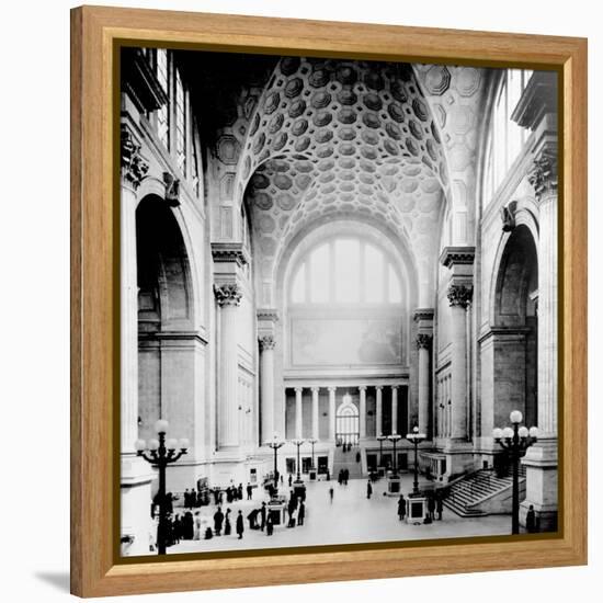 Pennsylvania Station, New York City, Main Waiting Room- Looking North, C.1910 (B/W Photo)-American Photographer-Framed Premier Image Canvas