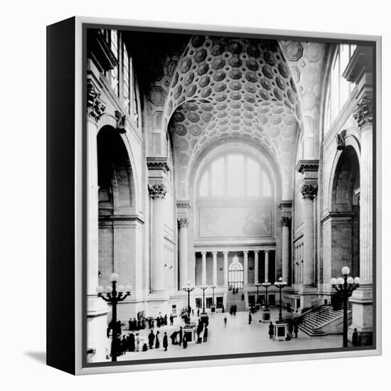 Pennsylvania Station, New York City, Main Waiting Room- Looking North, C.1910 (B/W Photo)-American Photographer-Framed Premier Image Canvas