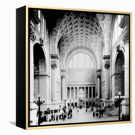 Pennsylvania Station, New York City, Main Waiting Room- Looking North, C.1910 (B/W Photo)-American Photographer-Framed Premier Image Canvas