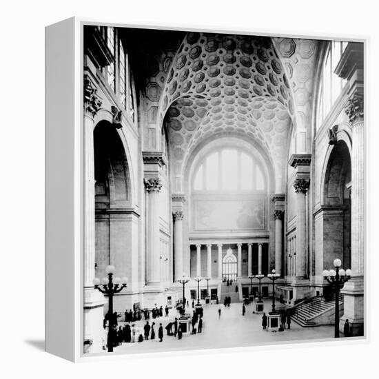 Pennsylvania Station, New York City, Main Waiting Room- Looking North, C.1910 (B/W Photo)-American Photographer-Framed Premier Image Canvas