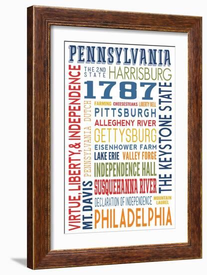 Pennsylvania - Typography-Lantern Press-Framed Art Print