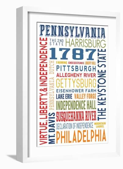 Pennsylvania - Typography-Lantern Press-Framed Art Print