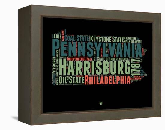 Pennsylvania Word Cloud 1-NaxArt-Framed Stretched Canvas