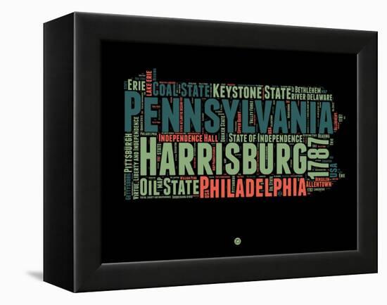 Pennsylvania Word Cloud 1-NaxArt-Framed Stretched Canvas