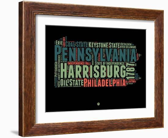 Pennsylvania Word Cloud 1-NaxArt-Framed Art Print