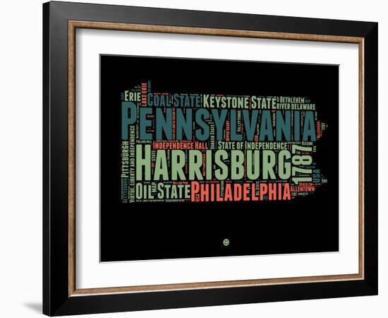 Pennsylvania Word Cloud 1-NaxArt-Framed Art Print