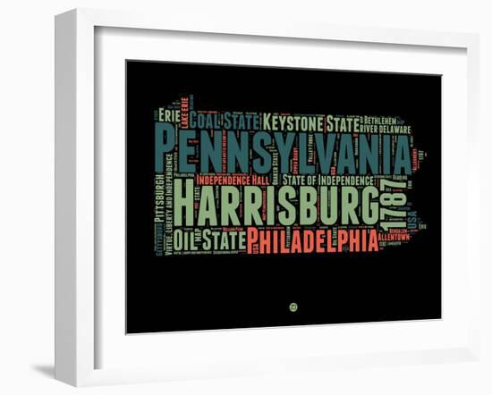 Pennsylvania Word Cloud 1-NaxArt-Framed Art Print