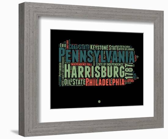 Pennsylvania Word Cloud 1-NaxArt-Framed Premium Giclee Print