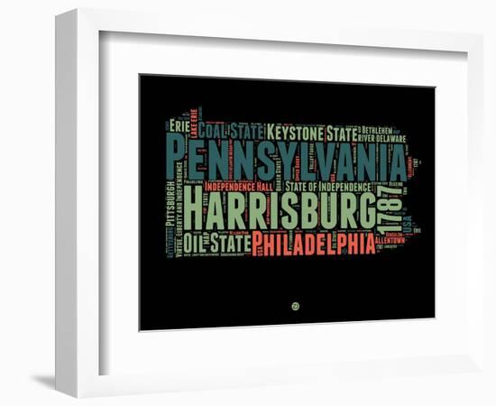 Pennsylvania Word Cloud 1-NaxArt-Framed Premium Giclee Print