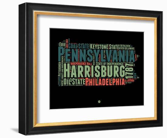 Pennsylvania Word Cloud 1-NaxArt-Framed Premium Giclee Print