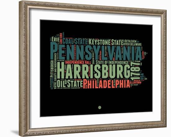 Pennsylvania Word Cloud 1-NaxArt-Framed Art Print