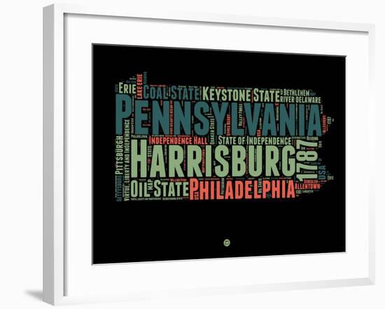 Pennsylvania Word Cloud 1-NaxArt-Framed Art Print