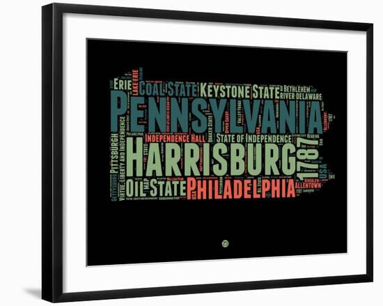 Pennsylvania Word Cloud 1-NaxArt-Framed Art Print