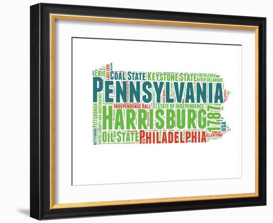 Pennsylvania Word Cloud Map-NaxArt-Framed Art Print