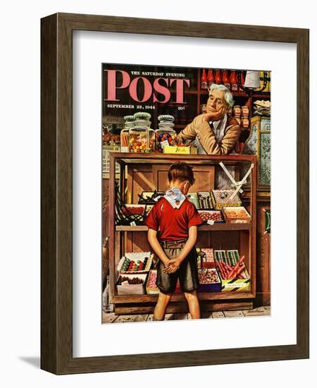 "Penny Candy," Saturday Evening Post Cover, September 23, 1944-Stevan Dohanos-Framed Giclee Print