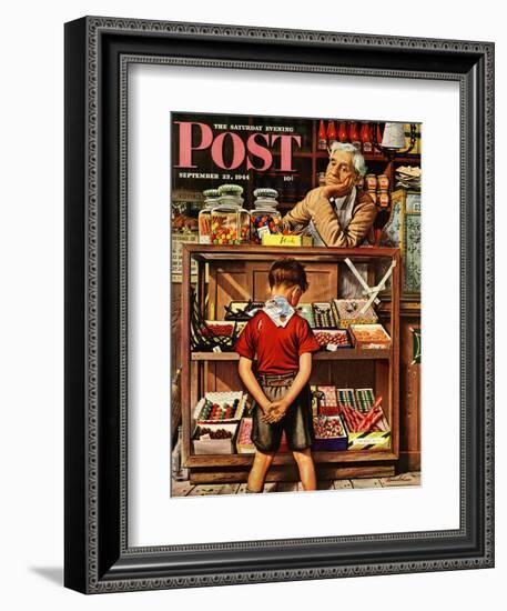 "Penny Candy," Saturday Evening Post Cover, September 23, 1944-Stevan Dohanos-Framed Giclee Print