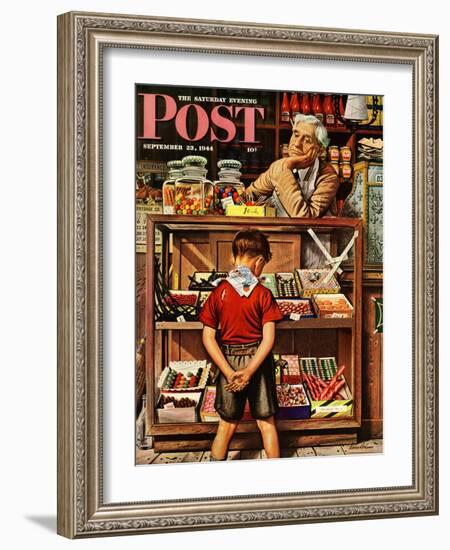 "Penny Candy," Saturday Evening Post Cover, September 23, 1944-Stevan Dohanos-Framed Giclee Print