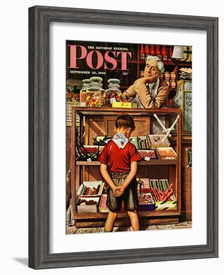 "Penny Candy," Saturday Evening Post Cover, September 23, 1944-Stevan Dohanos-Framed Giclee Print