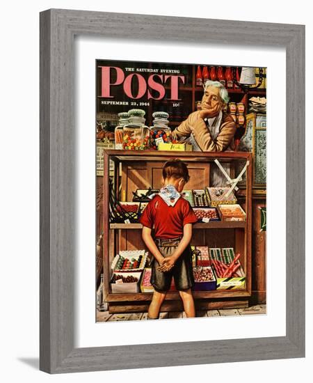 "Penny Candy," Saturday Evening Post Cover, September 23, 1944-Stevan Dohanos-Framed Giclee Print