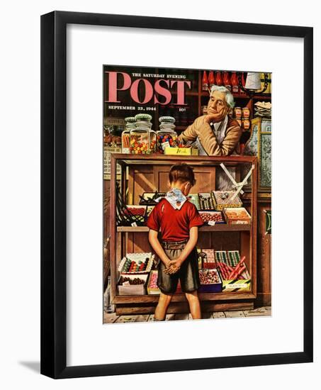 "Penny Candy," Saturday Evening Post Cover, September 23, 1944-Stevan Dohanos-Framed Giclee Print