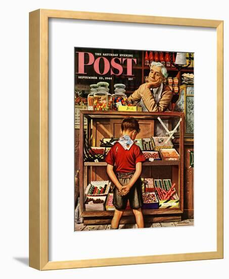 "Penny Candy," Saturday Evening Post Cover, September 23, 1944-Stevan Dohanos-Framed Giclee Print