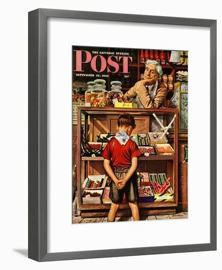 "Penny Candy," Saturday Evening Post Cover, September 23, 1944-Stevan Dohanos-Framed Giclee Print