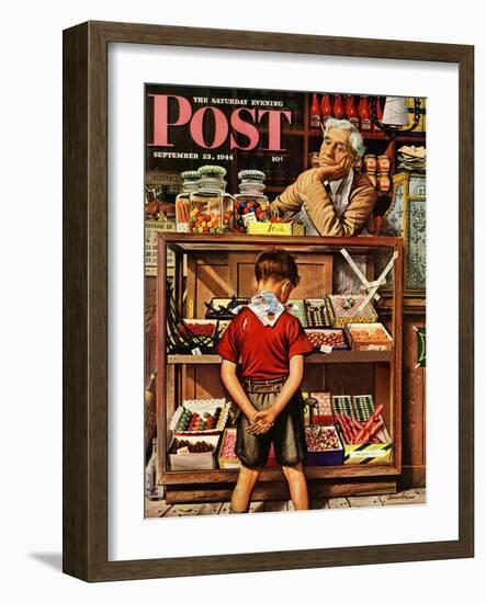 "Penny Candy," Saturday Evening Post Cover, September 23, 1944-Stevan Dohanos-Framed Giclee Print