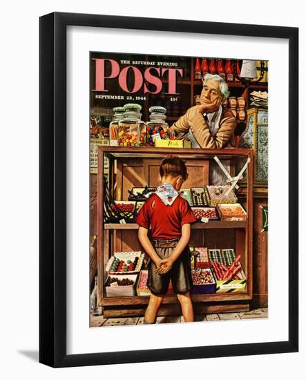 "Penny Candy," Saturday Evening Post Cover, September 23, 1944-Stevan Dohanos-Framed Giclee Print