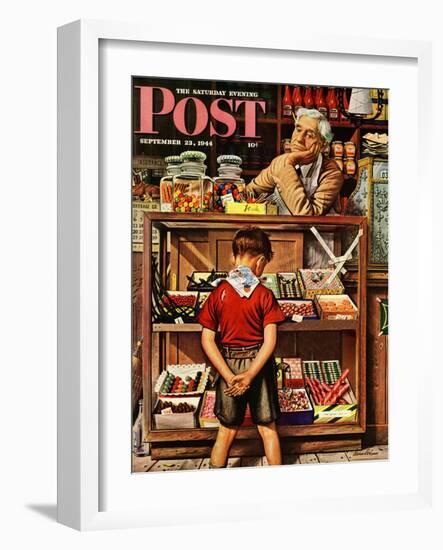 "Penny Candy," Saturday Evening Post Cover, September 23, 1944-Stevan Dohanos-Framed Giclee Print