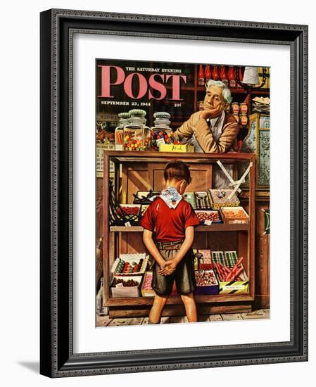 "Penny Candy," Saturday Evening Post Cover, September 23, 1944-Stevan Dohanos-Framed Giclee Print