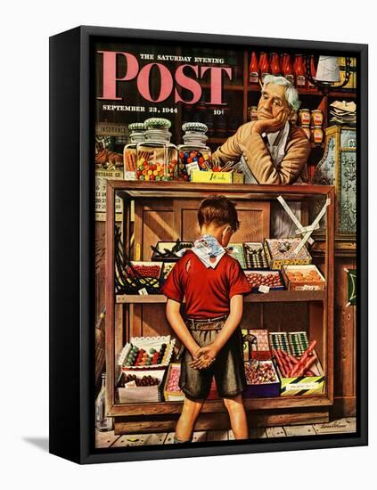 "Penny Candy," Saturday Evening Post Cover, September 23, 1944-Stevan Dohanos-Framed Premier Image Canvas