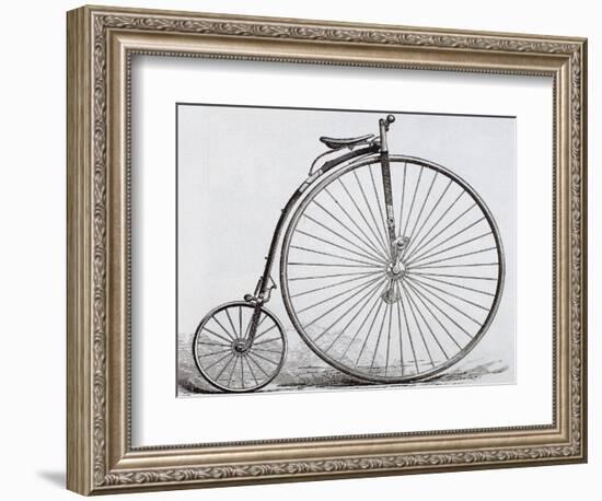 Penny-Farthing Bicycle. Engraving. 19th Century-null-Framed Giclee Print