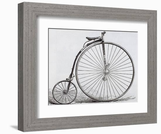 Penny-Farthing Bicycle. Engraving. 19th Century-null-Framed Giclee Print