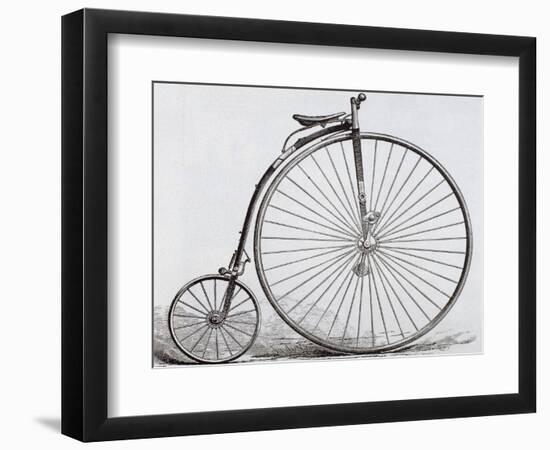 Penny-Farthing Bicycle. Engraving. 19th Century-null-Framed Giclee Print